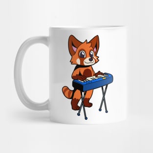 Cartoon red panda plays keyboard Mug